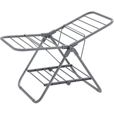 SONGMICS Klein opvouwbaar droogrek met 2 vleugels, ruimtebesparend, metaal, voor kleine kleding, handdoeken, badkamer, balkon, 44 x 101 x 54 cm, duifgrijs, LLR504G01 SONGMICS Klein opvouwbaar droogrek met 2 vleugels, ruimtebesparend, metaal, voor kleine kleding, handdoeken, badkamer, balkon, 44 x 101 x 54 cm, duifgrijs, LLR504G01