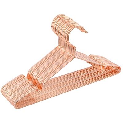 SONGMICS Kleerhangers, 20 stuks, hangers van metaal, verchroomd, roestvrij, ruimtebesparend, duurzaam, lengte 35 cm, roségoud CRI45R-20 SONGMICS Kleerhangers, 20 stuks, hangers van metaal, verchroomd, roestvrij, ruimtebesparend, duurzaam, lengte 35 cm, roségoud CRI45R-20