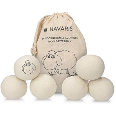 Navaris set van 6 drogerballen Herbruikbare wasbollen van wol Voor zachte was zonder wasverzachter Ecologisch Navaris set van 6 drogerballen Herbruikbare wasbollen van wol Voor zachte was zonder wasverzachter Ecologisch