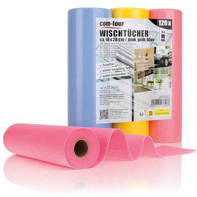 com-four 120 x huishoudelijke handdoeken op rol in 3 kleuren – extreem absorberende en duurzame reinigingsdoeken van viscose – herbruikbare multifunctionele doekjes (18 x 28-120 stuks – rol) com-four 120 x huishoudelijke handdoeken op rol in 3 kleuren – extreem absorberende en duurzame reinigingsdoeken van viscose – herbruikbare multifunctionele doekjes (18 x 28-120 stuks – rol)