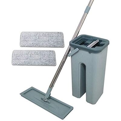Venteo 0 Autoclean Mop bezem met 360 graden kop, zeer absorberende microvezelmop en levering met dubbele emmer, grijs, standaard Venteo 0 Autoclean Mop bezem met 360 graden kop, zeer absorberende microvezelmop en levering met dubbele emmer, grijs, standaard