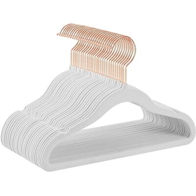 SONGMICS 30 stuks Kinderkleerhangers, van fluweel, met 360 graden draaibare haken in roségoud, kleerhangers voor kleding, ruimtebesparend, antislip, wolkenwit CRF027W30 SONGMICS 30 stuks Kinderkleerhangers, van fluweel, met 360 graden draaibare haken in roségoud, kleerhangers voor kleding, ruimtebesparend, antislip, wolkenwit CRF027W30