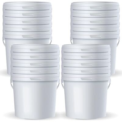 POSH Emmer van 10 liter, kunststof, wit, geschikt voor levensmiddelen, lekvrij, geurloos, robuust, stabiel en luchtdicht, emmer met handvat (20, 10 liter) POSH Emmer van 10 liter, kunststof, wit, geschikt voor levensmiddelen, lekvrij, geurloos, robuust, stabiel en luchtdicht, emmer met handvat (20, 10 liter)