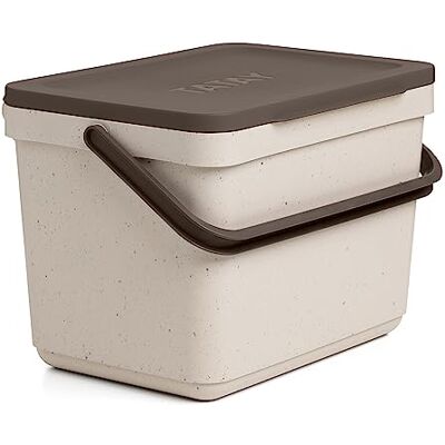 TATAY Keuken Voedsel Afval Compost Caddy Bin, 6L Capaciteit, Polypropyleen, Gemaakt van 100% Gerecycleerde materialen, Beige Kleur. Afmetingen 26,5 x 19 x 18,5 cm Poubelle Organique Cuisine 6 L 26,5 x 20,5 x 18,5 cm Finition de Couleur Capacité d TATAY Keuken Voedsel Afval Compost Caddy Bin, 6L Capaciteit, Polypropyleen, Gemaakt van 100% Gerecycleerde materialen, Beige Kleur. Afmetingen 26,5 x 19 x 18,5 cm Poubelle Organique Cuisine 6 L 26,5 x 20,5 x 18,5 cm Finition de Couleur Capacité d