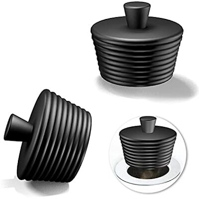 VOSSOT 2 stuks universele siliconen wastafelstop voor wastafel, badkamer, keuken, huis (zwart) VOSSOT 2 stuks universele siliconen wastafelstop voor wastafel, badkamer, keuken, huis (zwart)