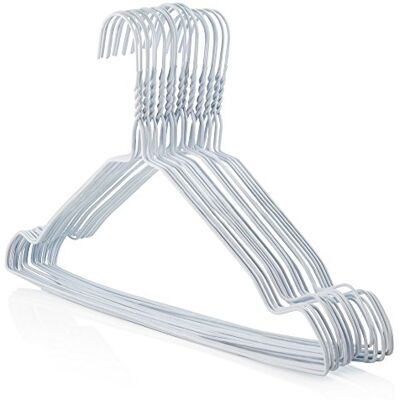HANGERWORLD 50 robuuste kleerhangers van 41 cm van wit metaal met hanger voor broeken en inkepingen voor het ophangen van je kleding HANGERWORLD 50 robuuste kleerhangers van 41 cm van wit metaal met hanger voor broeken en inkepingen voor het ophangen van je kleding