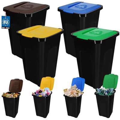 KOTARBAU ® Afvalemmer 50 l, selectief, polyethyleen deksel, afvalemmer 50 l met deksel, emmer 50 l met deksel, grote vuilnisemmer 50 liter, geel / blauw / groen / bruin KOTARBAU ® Afvalemmer 50 l, selectief, polyethyleen deksel, afvalemmer 50 l met deksel, emmer 50 l met deksel, grote vuilnisemmer 50 liter, geel / blauw / groen / bruin