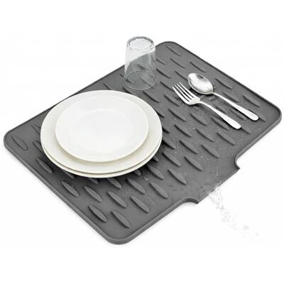 SOQKEEN Afdruiprek van siliconen, 50 x 42 cm, groot formaat met schuin oppervlak, antislip, voor gootsteen en werkblad, hittebestendig, donkergrijs SOQKEEN Afdruiprek van siliconen, 50 x 42 cm, groot formaat met schuin oppervlak, antislip, voor gootsteen en werkblad, hittebestendig, donkergrijs
