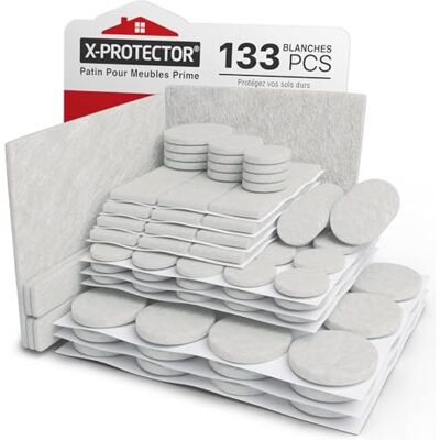 X-Protector 133 stuks zelfklevende viltglijders Meubelglijders wit – meubelglijders – zelfklevende viltglijders – meubelglijders – beschermen je vloeren X-Protector 133 stuks zelfklevende viltglijders Meubelglijders wit – meubelglijders – zelfklevende viltglijders – meubelglijders – beschermen je vloeren