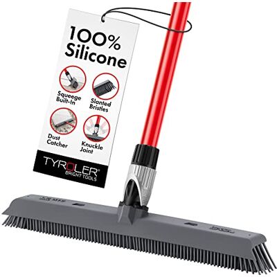 Tyroler Bright Tools Tyroler 2-in-1 bezem en schraper, 41 cm kop, 100% siliconen, roestvrije handgreep 140 cm, perfecte bezem voor huisdierharen, terrassen, tegels, binnen en buiten (grijs) Tyroler Bright Tools Tyroler 2-in-1 bezem en schraper, 41 cm kop, 100% siliconen, roestvrije handgreep 140 cm, perfecte bezem voor huisdierharen, terrassen, tegels, binnen en buiten (grijs)