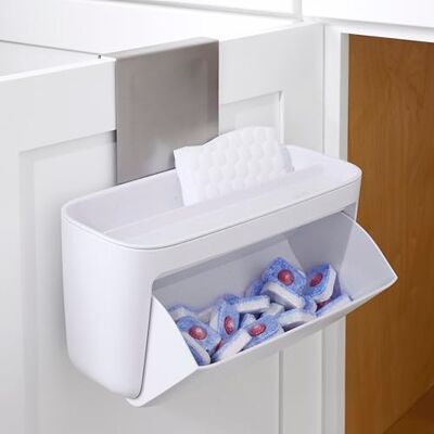 YouCopia DoorStash Podhouder voor vaatwasser met deksel, hangende opbergcontainer voor wasmiddel, gespikkeld wit YouCopia DoorStash Podhouder voor vaatwasser met deksel, hangende opbergcontainer voor wasmiddel, gespikkeld wit