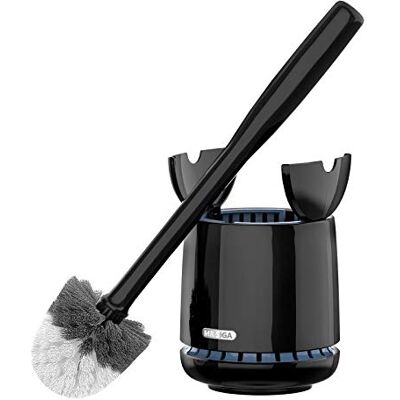 MR.SIGA Toiletborstel Toiletborstel en houder met sneldrogende container en stevig handvat, premium toiletborstel voor badkamer, zwart MR.SIGA Toiletborstel Toiletborstel en houder met sneldrogende container en stevig handvat, premium toiletborstel voor badkamer, zwart