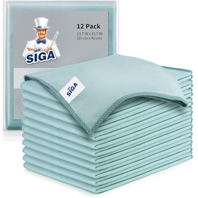 MR.SIGA Ultrafijne microvezel reinigingsdoeken doek poetsdoeken vensterdoek microvezeldoeken vaatdoeken voor ramen en spiegels, 12 stuks, 35 x 40 cm (13,7 inch x 15,7 inch) MR.SIGA Ultrafijne microvezel reinigingsdoeken doek poetsdoeken vensterdoek microvezeldoeken vaatdoeken voor ramen en spiegels, 12 stuks, 35 x 40 cm (13,7 inch x 15,7 inch)