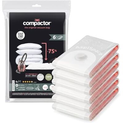 Compactor 6 x vacuümzakken, transparant, 55 x 90 x 0,2 cm Compactor 6 x vacuümzakken, transparant, 55 x 90 x 0,2 cm