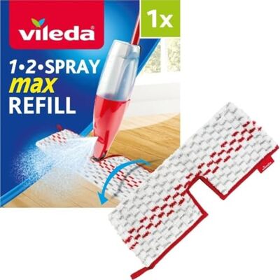Vileda 2-in-1 microvezel-navulverpakking voor de spray Max mop, wit, 1 x Vileda 2-in-1 microvezel-navulverpakking voor de spray Max mop, wit, 1 x
