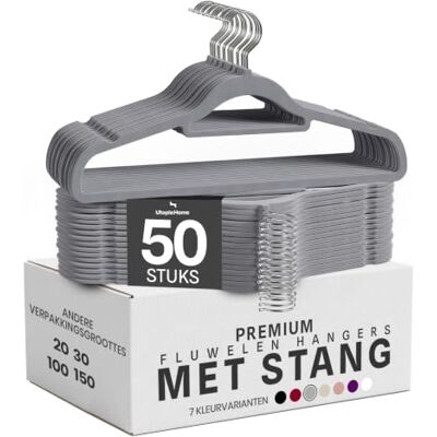 Utopia Home Hoogwaardige Fluwelen Kledinghangers (Pakket van 50) – Slipvaste Fluwelen Kledinghangers voor Intensief Gebruik met Bindstaaf Sterk genoeg om Jassen & Hoodies vast te houden (Grijs) Cintres antidérapants et robustes avec crochet pivotant à 3 Utopia Home Hoogwaardige Fluwelen Kledinghangers (Pakket van 50) – Slipvaste Fluwelen Kledinghangers voor Intensief Gebruik met Bindstaaf Sterk genoeg om Jassen & Hoodies vast te houden (Grijs) Cintres antidérapants et robustes avec crochet pivotant à 3