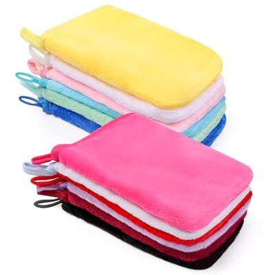 Zhufas 12 stuks washandjes van microvezel, 15 x 21 cm, flanel, superzacht, herbruikbare make-up remover handschoenen Zhufas 12 stuks washandjes van microvezel, 15 x 21 cm, flanel, superzacht, herbruikbare make-up remover handschoenen