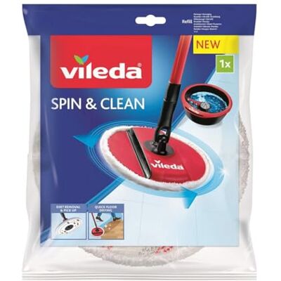Vileda Spin&Clean officiële navulverpakking, 1 stuk, 100% microvezel, absorbeert en ontvet, compatibel met Spin & Clean reinigingsset Vileda Spin&Clean officiële navulverpakking, 1 stuk, 100% microvezel, absorbeert en ontvet, compatibel met Spin & Clean reinigingsset