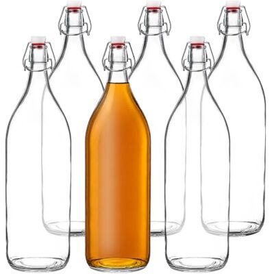 KADAX Vintage fruitglazen fles van sodaggine, transparant, met strijkslot, 1,9 l, 6 stuks KADAX Vintage fruitglazen fles van sodaggine, transparant, met strijkslot, 1,9 l, 6 stuks