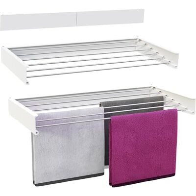 Vonia Opvouwbaar wandrek, robuust droogrek voor binnen en buiten, drooglengte 6 m, 100 x 50 cm, wit Vonia Opvouwbaar wandrek, robuust droogrek voor binnen en buiten, drooglengte 6 m, 100 x 50 cm, wit