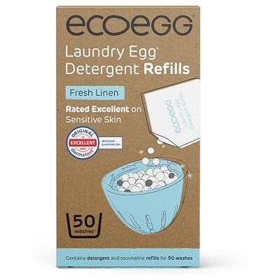 Ecoegg Navulverpakkingen voor wasmiddel, milieuvriendelijk en economisch alternatief voor wasmiddel, frisse lijngeur, navulverpakking voor wasmachine, verbetert de zachtheid van de stof, 50 wasbeurten Ecoegg Navulverpakkingen voor wasmiddel, milieuvriendelijk en economisch alternatief voor wasmiddel, frisse lijngeur, navulverpakking voor wasmachine, verbetert de zachtheid van de stof, 50 wasbeurten