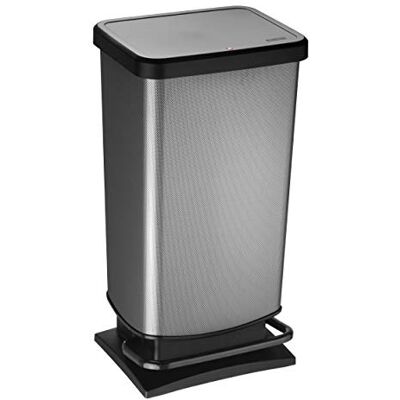 Rotho Paso prullenbak 40l met pedaal en deksel, kunststof (PP) BPA-vrij, metallic carbon, 40l (35,3 x 29,5 x 67,6 cm) Rotho Paso prullenbak 40l met pedaal en deksel, kunststof (PP) BPA-vrij, metallic carbon, 40l (35,3 x 29,5 x 67,6 cm)