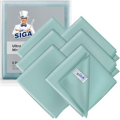 MR.SIGA Ultrafijne microvezel reinigingsdoeken, poetsdoeken, vensterdoek, microvezeldoeken, theedoeken voor ramen en spiegels, 6 stuks, 35 x 40 cm (13,7 inch x 15,7 inch) MR.SIGA Ultrafijne microvezel reinigingsdoeken, poetsdoeken, vensterdoek, microvezeldoeken, theedoeken voor ramen en spiegels, 6 stuks, 35 x 40 cm (13,7 inch x 15,7 inch)