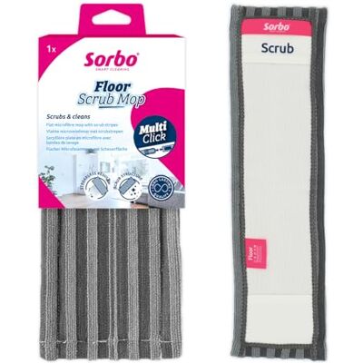 Sorbo Microvezel mop met schuurstrips voor vloeren, wateropname, wasbaar en herbruikbaar, compatibel met Multi-Click-systeem voor dagelijkse reiniging Sorbo Microvezel mop met schuurstrips voor vloeren, wateropname, wasbaar en herbruikbaar, compatibel met Multi-Click-systeem voor dagelijkse reiniging