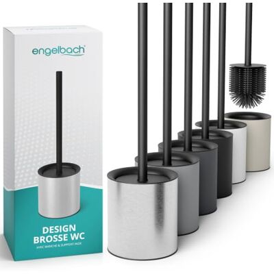 Engelbach ® Toiletborstel van siliconen, toiletborstel met druppelvrije houder en handgreep van roestvrij staal, hygiënisch en duurzaam, roestvrij staal Engelbach ® Toiletborstel van siliconen, toiletborstel met druppelvrije houder en handgreep van roestvrij staal, hygiënisch en duurzaam, roestvrij staal