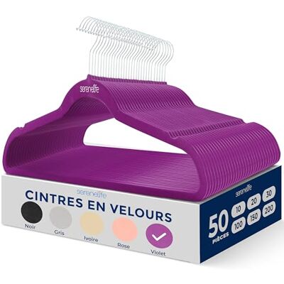 SereneLife Antislip kleerhangers van fluweel, 50 stuks, dun en robuust, met metalen haak, 360 graden draaibaar, houder 4,5 kg, voor jassen, broeken en jurken SereneLife Antislip kleerhangers van fluweel, 50 stuks, dun en robuust, met metalen haak, 360 graden draaibaar, houder 4,5 kg, voor jassen, broeken en jurken