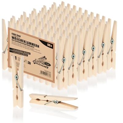 com-four ® 60x houten wasknijpers duurzame houten haringen gemaakt van berkenhout onbehandelde houten wasknijpers voor het ophangen van kleding en handwerk (060 stukjes berk) com-four ® 60x houten wasknijpers duurzame houten haringen gemaakt van berkenhout onbehandelde houten wasknijpers voor het ophangen van kleding en handwerk (060 stukjes berk)