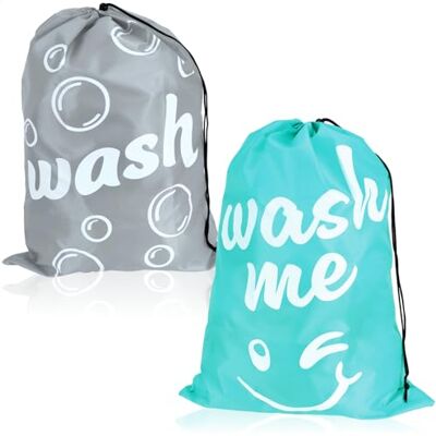 com-four ® 2 x waszak voor op reis, opvouwbare waszak voor vuile was, wasverzamelaar met trekkoord, waszak, 69 x 50 cm com-four ® 2 x waszak voor op reis, opvouwbare waszak voor vuile was, wasverzamelaar met trekkoord, waszak, 69 x 50 cm