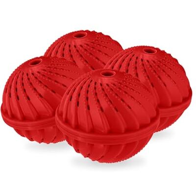 Relaxdays Wasballen, 4 stuks, milieuvriendelijk, huidvriendelijk, wassen zonder reinigingsmiddel, rood Relaxdays Wasballen, 4 stuks, milieuvriendelijk, huidvriendelijk, wassen zonder reinigingsmiddel, rood