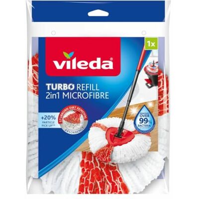 Vileda Turbo navulverpakking 2-in-1, rode en witte microvezels Vileda Turbo navulverpakking 2-in-1, rode en witte microvezels