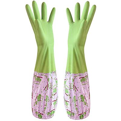 TRIXES Lange rubberen handschoenen voor vijver en afwatering, huis- en tuinwerkzaamheden, tuinieren, wieden, wassen, reinigen en afwassen, extra bescherming voor TRIXES Lange rubberen handschoenen voor vijver en afwatering, huis- en tuinwerkzaamheden, tuinieren, wieden, wassen, reinigen en afwassen, extra bescherming voor