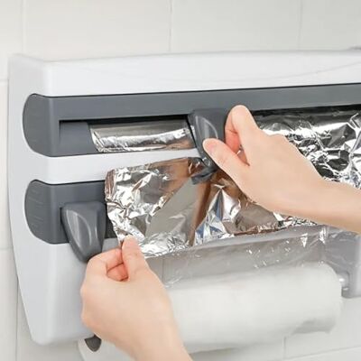 Herzberg HG-03145: Keukenpapier Wanddispenser, Voedselfolie en Aluminiumfolie, Huishoudelijke Keuken Gereedschapshouder Herzberg HG-03145: Keukenpapier Wanddispenser, Voedselfolie en Aluminiumfolie, Huishoudelijke Keuken Gereedschapshouder