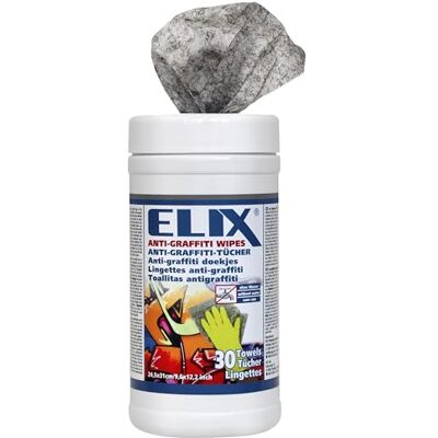 ELIX Vochtige doekjes voor het reinigen van graffiti 30 stuks in een dispenser voor gladde oppervlakken zoals staal en kunststof schuur- en zachte zijdoek graffiti-reiniger ELIX Vochtige doekjes voor het reinigen van graffiti 30 stuks in een dispenser voor gladde oppervlakken zoals staal en kunststof schuur- en zachte zijdoek graffiti-reiniger