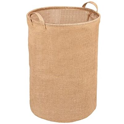 WENKO Juna Wasmand, rond, wasmand van 100% jute, verzamel vuile was uit badkamer en slaapkamer, opbergmand met twee handgrepen voor eenvoudig transport, Ø 38 x 55 cm, bruin WENKO Juna Wasmand, rond, wasmand van 100% jute, verzamel vuile was uit badkamer en slaapkamer, opbergmand met twee handgrepen voor eenvoudig transport, Ø 38 x 55 cm, bruin