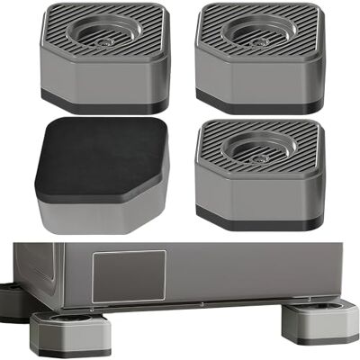 YOYEAH 4 anti-trillingsvoetjes voor wasmachine en droger, anti-trillingsblokken van rubber, 9 x 9 x 4,5 cm, geluidsreductie en antislip YOYEAH 4 anti-trillingsvoetjes voor wasmachine en droger, anti-trillingsblokken van rubber, 9 x 9 x 4,5 cm, geluidsreductie en antislip