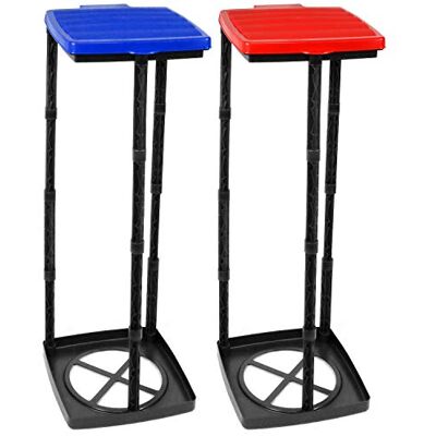 com-four ® 2x vuilniszakstandaard met deksel, in 3 mogelijke hoogtes op te zetten, ideaal voor huis, tuin, werkplaats en camping voor uw afvalverwerking (Deksel blauw + rood) com-four ® 2x vuilniszakstandaard met deksel, in 3 mogelijke hoogtes op te zetten, ideaal voor huis, tuin, werkplaats en camping voor uw afvalverwerking (Deksel blauw + rood)