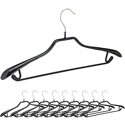 Relaxdays Kleerhangers voor pakken antislip coating zwart metaal pak van 10, zwart Relaxdays Kleerhangers voor pakken antislip coating zwart metaal pak van 10, zwart