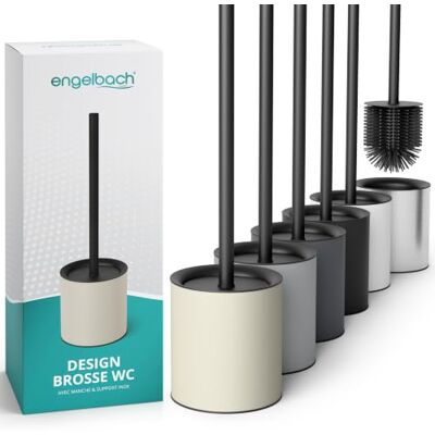 Engelbach ® Toiletborstel van siliconen, toiletborstel met druppelvrije houder en handgreep van roestvrij staal, hygiënisch en duurzaam, zandkleur Engelbach ® Toiletborstel van siliconen, toiletborstel met druppelvrije houder en handgreep van roestvrij staal, hygiënisch en duurzaam, zandkleur