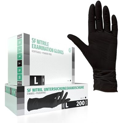 SF Medical Products GmbH SF Nitril handschoenen L zwart 200 wegwerphandschoenen, poedervrij, latexvrij, duurzaam, voor keuken, huishouden, mechanica, tatoeage, medisch gebruik, kappers, voedselhandschoenen, chemische bescherming SF Medical Products GmbH SF Nitril handschoenen L zwart 200 wegwerphandschoenen, poedervrij, latexvrij, duurzaam, voor keuken, huishouden, mechanica, tatoeage, medisch gebruik, kappers, voedselhandschoenen, chemische bescherming