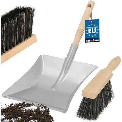 KOTARBAU ® Schep en veger – houtskoolschep van verzinkt staal – houten handvat – houten handvat – 30 cm – grijs en natuurlijk – stofverzameling – robuust – ergonomisch KOTARBAU ® Schep en veger – houtskoolschep van verzinkt staal – houten handvat – houten handvat – 30 cm – grijs en natuurlijk – stofverzameling – robuust – ergonomisch