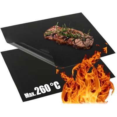 com-four ® 2 x Teflon grillmat – hittebestendige bakmat – grillplaat met antiaanbaklaag – grillmat en bakmat – herbruikbaar, op maat gesneden com-four ® 2 x Teflon grillmat – hittebestendige bakmat – grillplaat met antiaanbaklaag – grillmat en bakmat – herbruikbaar, op maat gesneden