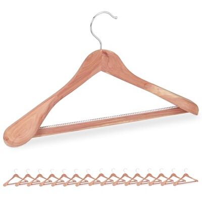 Relaxdays Kleerhangers voor kostuums, 16 stuks, cederhout, mottenbescherming voor kast, brede schouders en dwarsbalk, naturel Relaxdays Kleerhangers voor kostuums, 16 stuks, cederhout, mottenbescherming voor kast, brede schouders en dwarsbalk, naturel