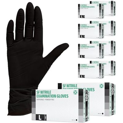 SF Medical Products GmbH SF Nitril handschoenen L zwart 1000 (10 x 100) wegwerphandschoenen, poedervrij, latexvrij, duurzaam, voor keuken, medisch gebruik, huishouden, mechanica, tatoeage, kapsel, voedselgebruik SF Medical Products GmbH SF Nitril handschoenen L zwart 1000 (10 x 100) wegwerphandschoenen, poedervrij, latexvrij, duurzaam, voor keuken, medisch gebruik, huishouden, mechanica, tatoeage, kapsel, voedselgebruik