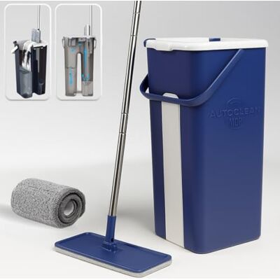 STARLYF Autoclean Mop 360° draaibare bezem, pas de taille Dweil en Emmer Set, Innovatieve Dubbel Compartiment Emmer voor Nat & Droog, 2 Herbruikbare Dweildoeken Meegeleverd, voor Elk Soort Vloer STARLYF Autoclean Mop 360° draaibare bezem, pas de taille Dweil en Emmer Set, Innovatieve Dubbel Compartiment Emmer voor Nat & Droog, 2 Herbruikbare Dweildoeken Meegeleverd, voor Elk Soort Vloer