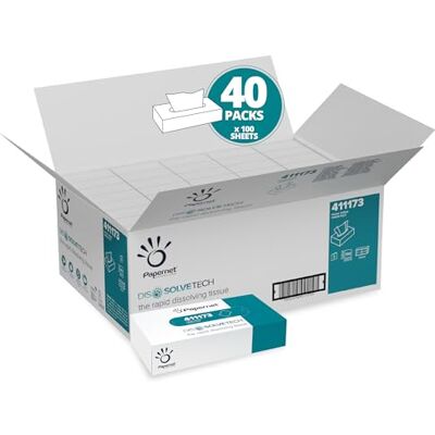 Papernet 411173 DSSOLVETECH zakdoeken, pure cellulose, wit, 40 stuks Papernet 411173 DSSOLVETECH zakdoeken, pure cellulose, wit, 40 stuks