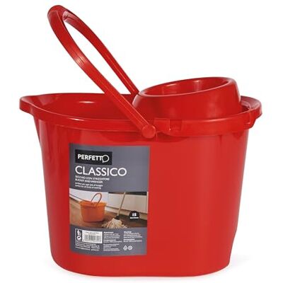 Perfetto Klassieke emmer met struik, kunststof, rood, 39 x 28 x 30,5 cm Perfetto Klassieke emmer met struik, kunststof, rood, 39 x 28 x 30,5 cm